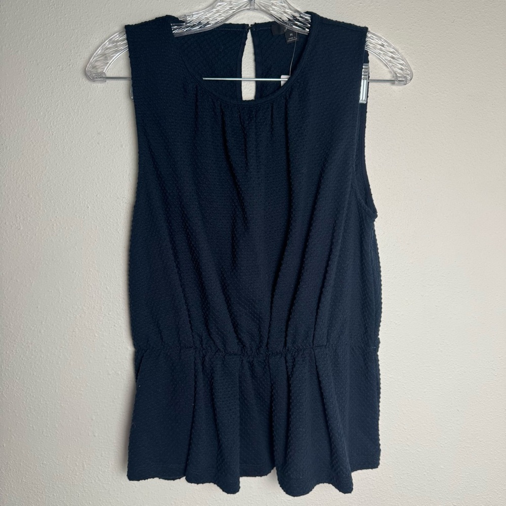 J. Crew Navy Textured Sleeveless peplum tank Top blouse